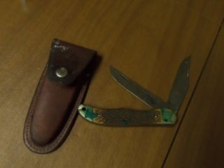 Vintage Usa Schrade - Walden Knife 225h Folding Hunting Knife W/sheath