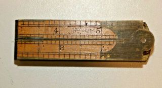 Antique Stanley No.  32 1/2 Folding 12 " Carpenters Ruler With Caliper Vintage