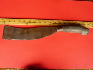 Vintage Butcher Knife Meat Cleaver Machete,  Hand Forge? Curved Wood Handle