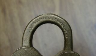 Antique J.  H.  W.  Climax Bronze? Brass? Heart Shaped Padlock & Key,  W/Hidden Key Way 2