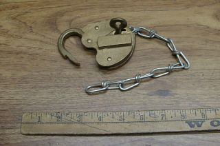 Antique J.  H.  W.  Climax Bronze? Brass? Heart Shaped Padlock & Key,  W/Hidden Key Way 3