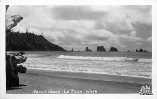 1940s La Push Washington Needle Rocks Ellis Rppc Real Photo Postcard 5800