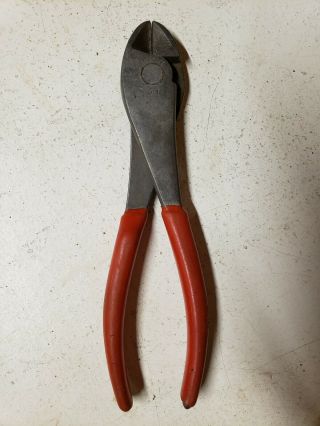 Vintage Snap - On 387 Red Handles Wire Side Cutter Made In Usa