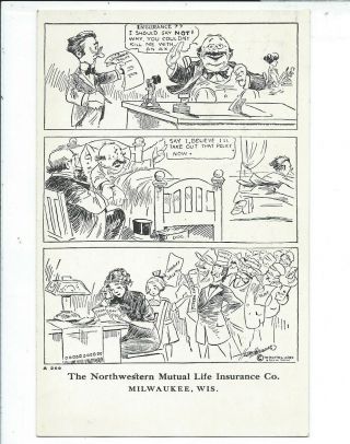 Milwaukee Wi Wisconsin Postcard Comic Advertising Northwestern Mutual Insurance