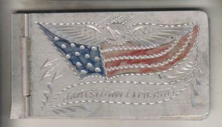 Jamestown Expo 1907 - Small Aluminum Covered Souvenir Notebook - Banner Eagle