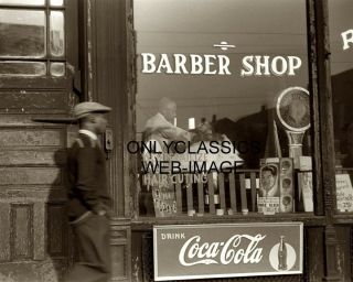 1941 Chicago South Side Barber Shop 8x10 Photo Coca - Cola Sign Black Americana