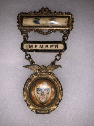 Antique Patriotic Order Sons Of America - Fraternal Order Medal W/ Pin Bar