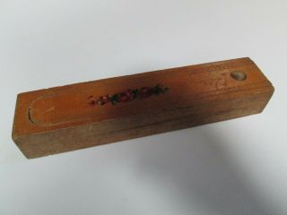 Vintage Wood Wooden Pencil Box W/ Sliding Lid