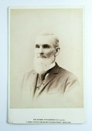 Cabinet Card Photo Portrait Of A Man Grey Hair Beard Boston Mass