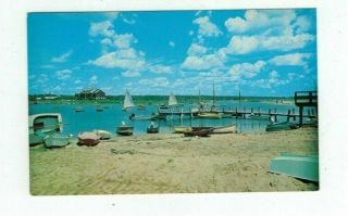 Ri Weekapaug Rhode Island Vintage Post Card Boats & Beach Scene