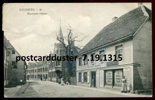 1315 - Germany Goldberg 1910 Brunnen Hotel.  Street View
