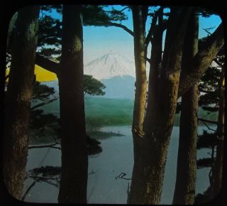 Glass Magic Lantern Slide Distant View Of Mount Fuji C1920 Photo Japan Japanese