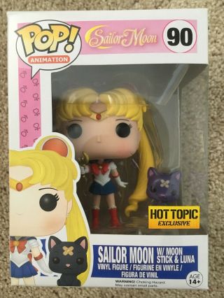- Sailor Moon With Moon Stick And Luna - Funko Pop 90 Hot Topic Exclusive