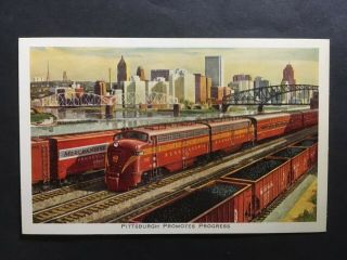 P.  R.  R.  Pittsburgh Promotes Progress Postcard.  1950 