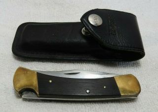 1972 - 1986 Buck 110 Folding Knife With Sheath Very Good Shape