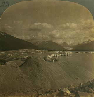 Keystone Stereoview Twin Glacier Lake,  Juneau From Rare Alaska 100 Card Set 20 
