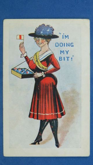 Ww1 Patriotic Comic Postcard 1914 1918 Stockings Flag Day Comforts For Soldiers