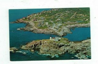 Me York Maine Vintage Post Card Aerial View Of Nubble Light & Mainland
