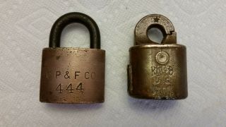 U.  S.  Mail And C P & F Co.  2 Heavy Vintage Closed Brass Locks,  No Keys