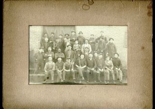 Vintage Occupational Cabinet Photo 1890s Forge Workers Many Denim Coveralls