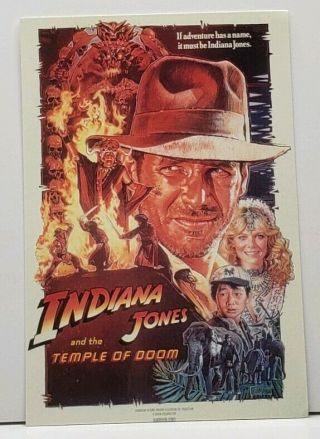 Harrison Ford Indiana Jones & The Temple Of Doom Movie Poster 1984 Postcard G20