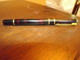 Vintage Waterman Fountain Pen Black,  Red With Gold Tone Highlights