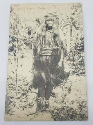 Rare Peru Fagua Tribe Peruvian Postcard Antique Ca 1900 Unposted