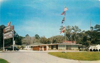 Autos Confederate Inn Gulfport Mississippi 1950s Roadside Flag Cook 10347