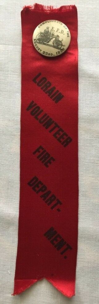 Lorain Volunteer Fire Department Ribbon 1899