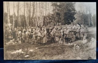 Postcard Rppc Wwi German Soldiers Forest Meal Break 1917