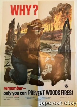 1959 Smokey The Bear Prevent Forest Fires Poster