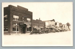Grayling Mi Main Street Rppc Vintage Michigan Photo—crawford County—cars 1940s