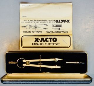 Scarce Vintage X - Acto Parallel Cutter Set In Metal/vinyl Covered Case
