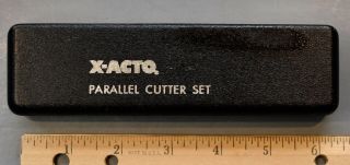 Scarce Vintage X - Acto Parallel Cutter Set in Metal/Vinyl Covered Case 3