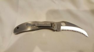 Spyderco V8 - 10 Lockback Knife Made In Semi - City Stainless Steel Clip Serrated