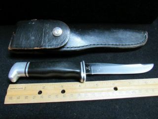 Vintage Buck 105 Fixed Blade Knife W/ Leather Sheath Hunting Knife
