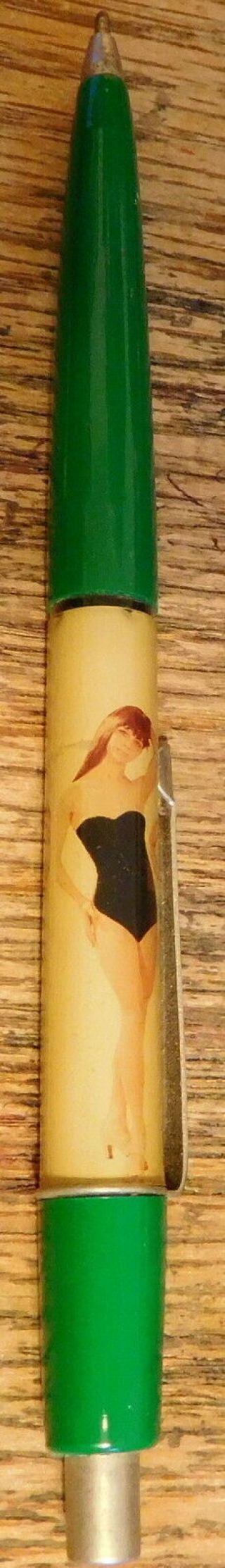 Vintage Naked Lady Stripper Floaty Pen Nude Woman Green Color