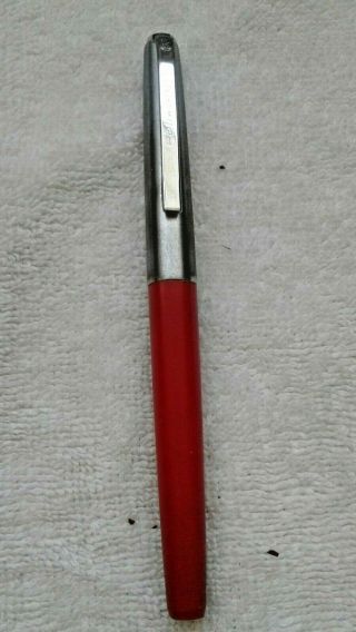 Vintage " Pelikano " Fountain Pen - Red And Steel Cartridge Filler - Made In Germany