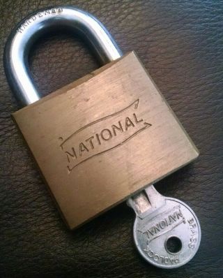 Vintage Old National Padlock Lock With Key Made In Taiwan