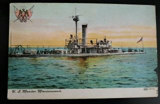 Military Ship Postcard Post Civil War Era U.  S.  S.  Monitor Miantonomah
