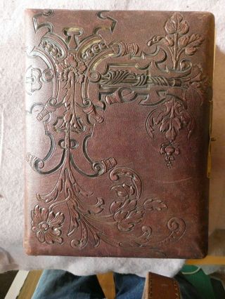 Victorian Photograph Album,  Brown Embossed With Gilt Page Edges
