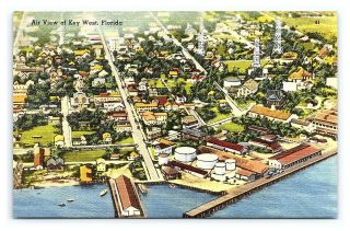 Vintage Postcard Air View Key West Florida M1