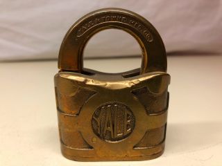 Old Vtg Collectible Brass Yale & Towne Padlock Lock Made In The Usa No Key