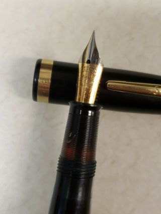Vintage Sheaffer Fountain Pen Black Gold Trim 14k Gold 5 Nib Trim Made In Usa