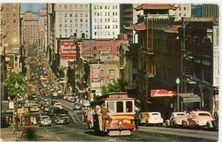 San Francisco Ca " California St With Cable Car & 1940 