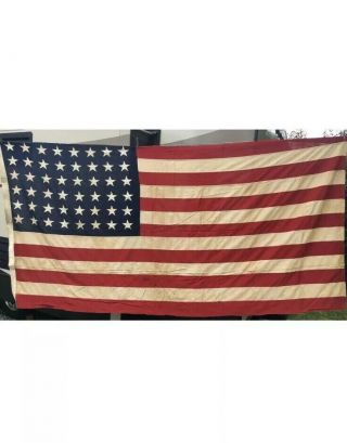 Vintage 48 Star American Flag Valley Forge Co Sewn Stars 5’x9.  5’