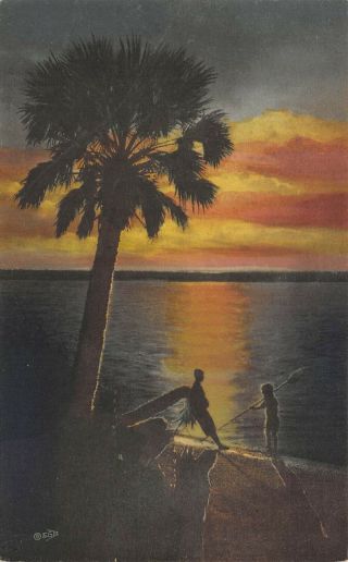 Fl 1920’s Florida Story Teller Along The Shore In St Petersburg Fla - Barnhill