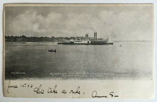 1906 Ia Postcard Muscatine Iowa Mississippi River Steamboat Steamer Ship Quincy