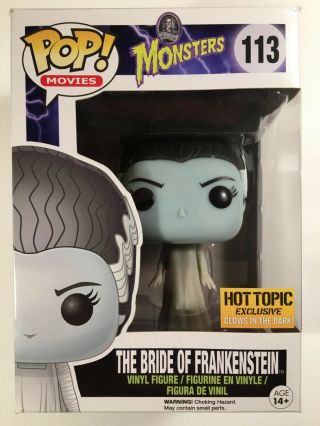 Funko Pop Universal Monsters Bride Of Frankenstein 113 Hot Topic Gitd