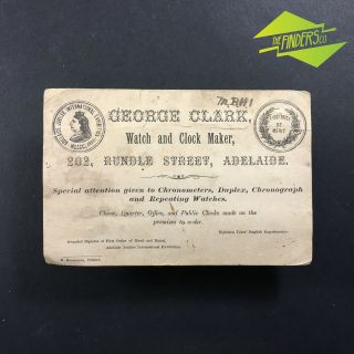 Rare C.  1890 George Clark Watch & Clock Maker Rundle St Adelaide Business Card